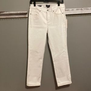 NYDJ Sheri slim white cropped pants